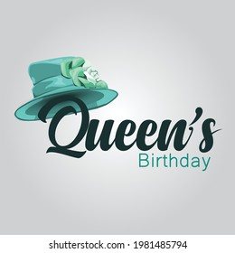 Queen's Birthday with beautiful hat. vector illustration design. svg
