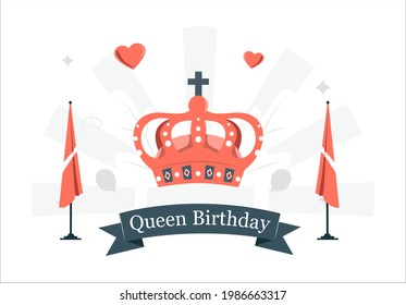 queen's birthday. Queen's crown as a symbol of the kingdom
 svg