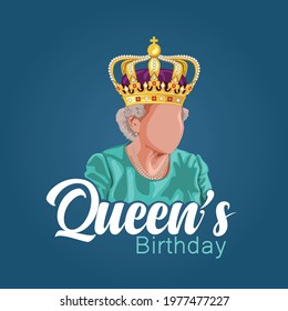 Queen's Birthday on blue Background. vector illustration design