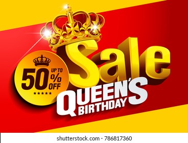 Queen's Birthday Season Sale. vector illustration.