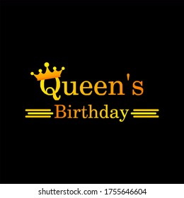 Ilustración de diseño de plantillas de vectores de cumpleaños de Reina