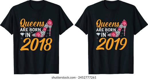 Queens are born in or Birthday t shirt design or typography tshirt design or birthday quotes or poster design or birthday vector or Dimond t shirt design