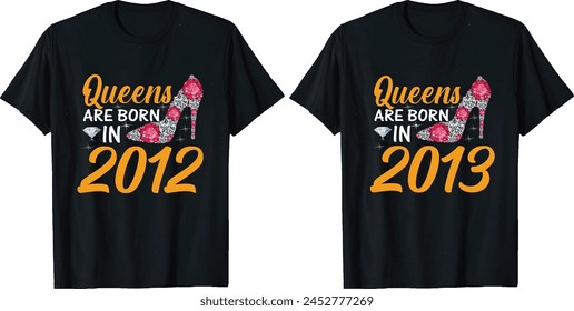 Queens are born in or Birthday t shirt design or typography tshirt design or birthday quotes or poster design or birthday vector or Dimond t shirt design