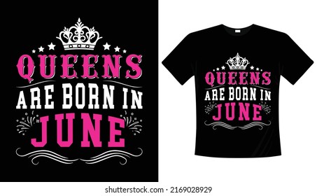 Las reinas nacen en junio, diseño de camisetas de cumpleaños