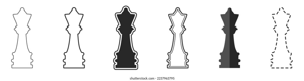 Queens chess pieces icon set vector. Chess queen vector icon in different styles. Set of stylish chess icons. Chess pieces set.