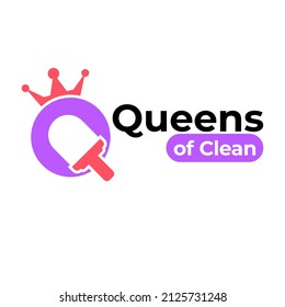 queens of clean logo design for cleaning