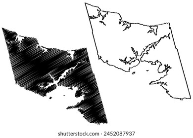 Queens County (Canada, Prince Edward Island Province, North America) map vector illustration, scribble sketch Comté de Queens map