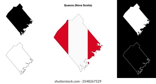 Queens county (Nova Scotia) outline map set