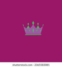 Queen's crown in green and pink in front of the background