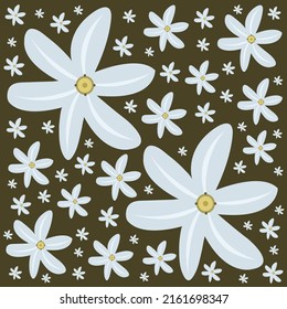 Queen's cup flowers flat vector background. Cute queen's cup flowers cartoon vector background for graphic design, illustration, and decorative element