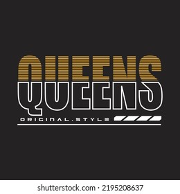 queens design typography vector illustration for print