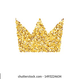 Queen's Gold Crown with Glitter isolated on white background.