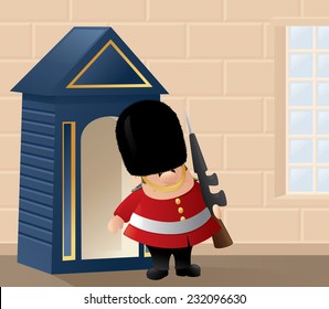 Queen's Guard and his guardhouse.