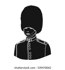 Queen's guard icon in black style isolated on white background. England country symbol stock vector illustration.