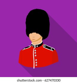 Queen's guard icon in flat style isolated on white background. England country symbol stock vector illustration.