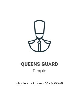 Queens guard outline vector icon. Thin line black queens guard icon, flat vector simple element illustration from editable people concept isolated stroke on white background