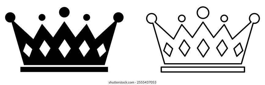 Queens or kings crown logos. Vector illustration, EPS10
