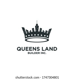 QUEENS LAND Logo,  Skyline And Crown Concept