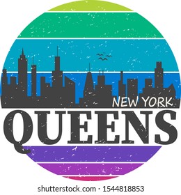 Queens New York typography, t-shirt graphics, vectors