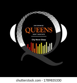 QUEENS NYC NIE SLEEP, Typografie T-Shirt-Design, Vektorgrafik
