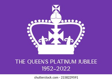 Queens platinum jubilee 2022. 70th anniversary on the throne. Purple monarchy poster or website banner for celebration. 