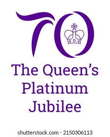 The Queens Platinum Jubilee in 2022. Number 70 with a crown inside. Record for longest stay on the throne. Great for poster, banner, greeting card, flyer, brochure. Vector illustration
