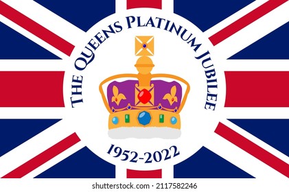 The Queen's Platinum Jubilee celebration background with crown and the Union Jack on background svg