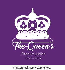The Queen's Platinum Jubilee celebration banner Queen Elizabeth’s crown coronation 70 years. Ideal design for banners, flayers, social media, stickers, greeting cards. 