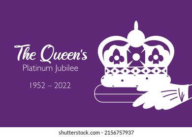 The Queen's Platinum Jubilee celebration banner Queen Elizabeth’s crown coronation 70 years. Ideal design for banners, flayers, social media, stickers, greeting cards. 