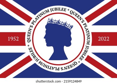 Queen's Platinum Jubilee celebration banner of Queen in crown. Vector illustration for banners, flayers, social media, stickers, greeting cards. svg