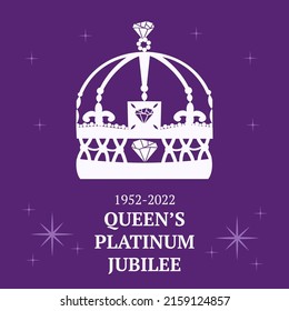 The Queen's Platinum Jubilee celebration banner of crown. Vector illustration for banners, flayers, social media, stickers, greeting cards. svg