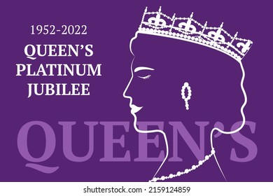 The Queen's Platinum Jubilee celebration banner of Queen in crown. Vector illustration for banners, flayers, social media, stickers, greeting cards. svg
