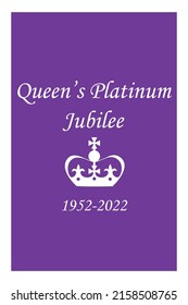The Queen's Platinum Jubilee celebration. Queen's crown. 1952-2022. Design for banner, poster, card, print, social media. svg