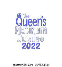 The Queen's Platinum Jubilee celebration lettering. Isolated vector illustration on white background. T-shirt print.