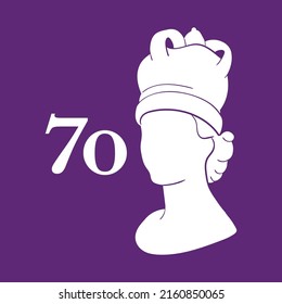 The Queen's Platinum Jubilee celebration poster background with silhouette of Queen Elizabeth. Vector illustration for Her Majesty The Queen on her 70 years of service from 1952 to 2022 svg