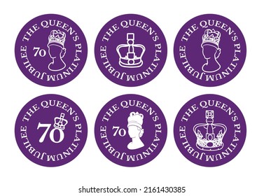 The Queen's Platinum Jubilee celebration poster with silhouette of Queen Elizabeth on flag background. Vector illustration for Her Majesty The Queen on her 70 years of service 1952 - 2022 svg