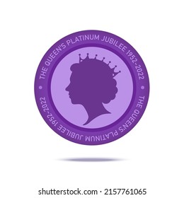 The Queen's Platinum Jubilee celebration sign in circle isolated on white background. Vector flat illustration. design for greeting  card, banner, flyer