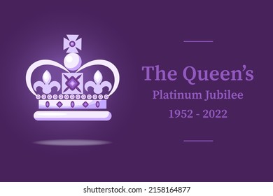 The Queen's Platinum Jubilee celebration sign crown in purple color. Vector flat illustration. Design for greeting  card, banner, flyer svg