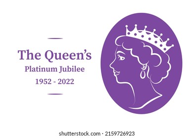 The Queen's Platinum Jubilee celebration sign isolated on white background. Vector flat illustration. design for greeting  card, banner, flyer svg