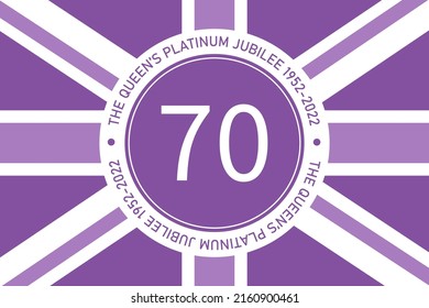 The Queen's Platinum Jubilee celebration sign with union jack flag in purple color. Vector flat illustration. Design for greeting  card, banner, flyer svg