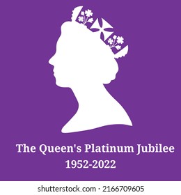 The Queen's Platinum Jubilee celebration. White silhouette of Queen Elizabeth. svg