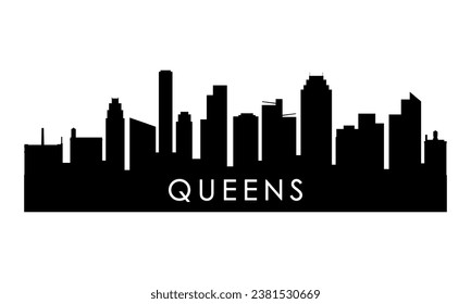 Queens skyline silhouette. Black Queens city design isolated on white background. 