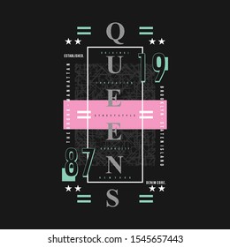 queens text frame graphic design t shirt