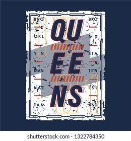 queens text frame graphic typography vector design for printed t shirt