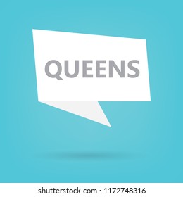 Queens word on a speech bubble- vector illustration