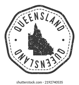 Queensland, Australia Map Stamp Retro Postmark. Silhouette Postal Passport. Seal Round Vector Icon. Badge Vintage Postage Design.