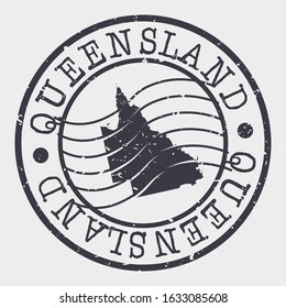 Queensland Australia Stamp Postal. Map Silhouette Seal. Passport Round Design. Vector Icon. Design Retro Travel.