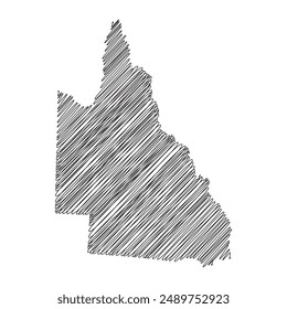 Queensland Australia states thread map line vector illustration