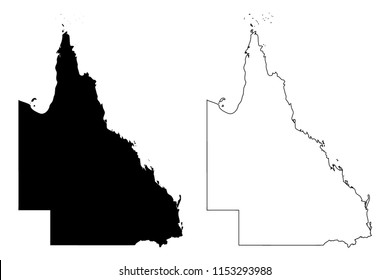 Queensland (Australian states and territories, Qld) map vector illustration, scribble sketch Queensland map