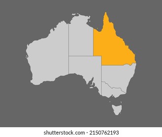 Queensland highlight vector map on gray background